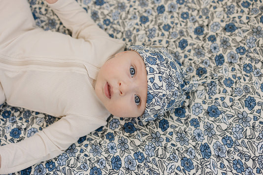 Bluebell Pointelle Bamboo Newborn Knot Hat