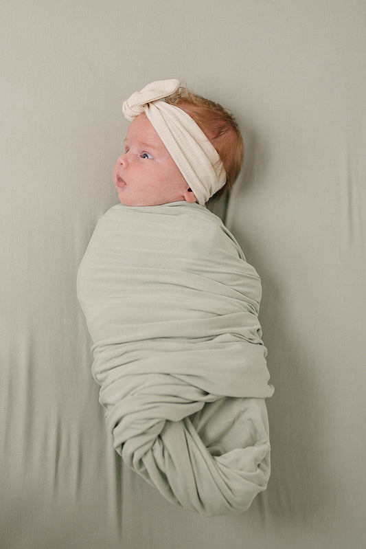 Sage Bamboo Stretch Swaddle