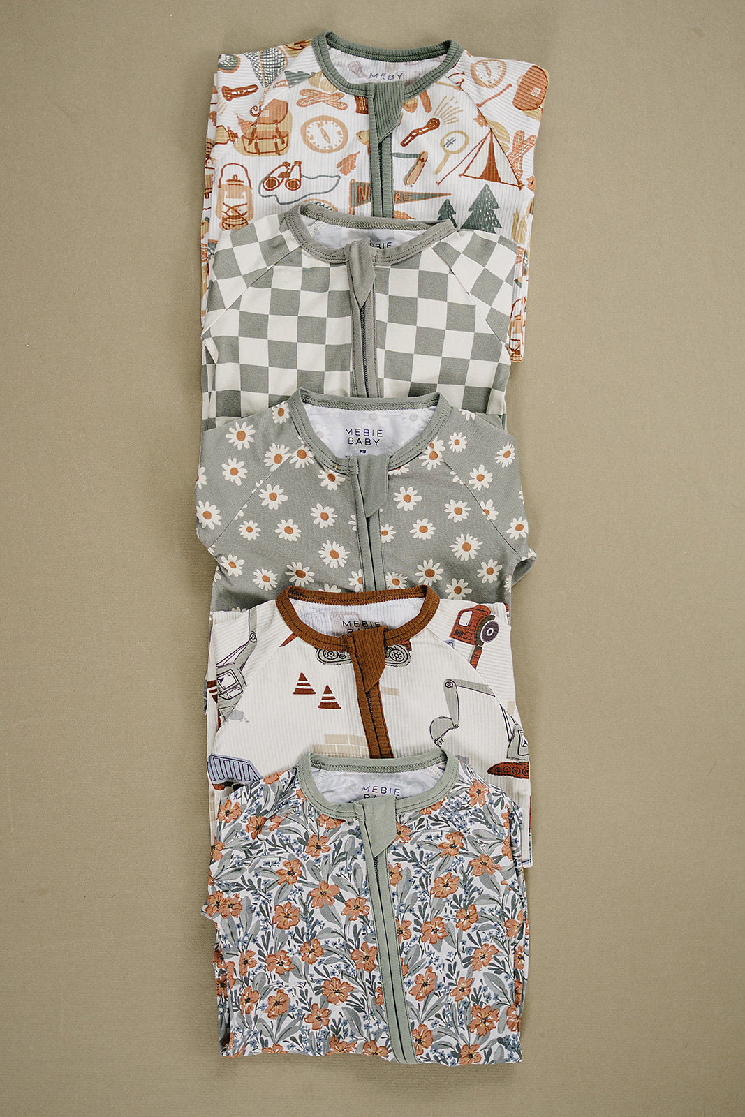 Construction Trucks Ribbed Bamboo Zipper