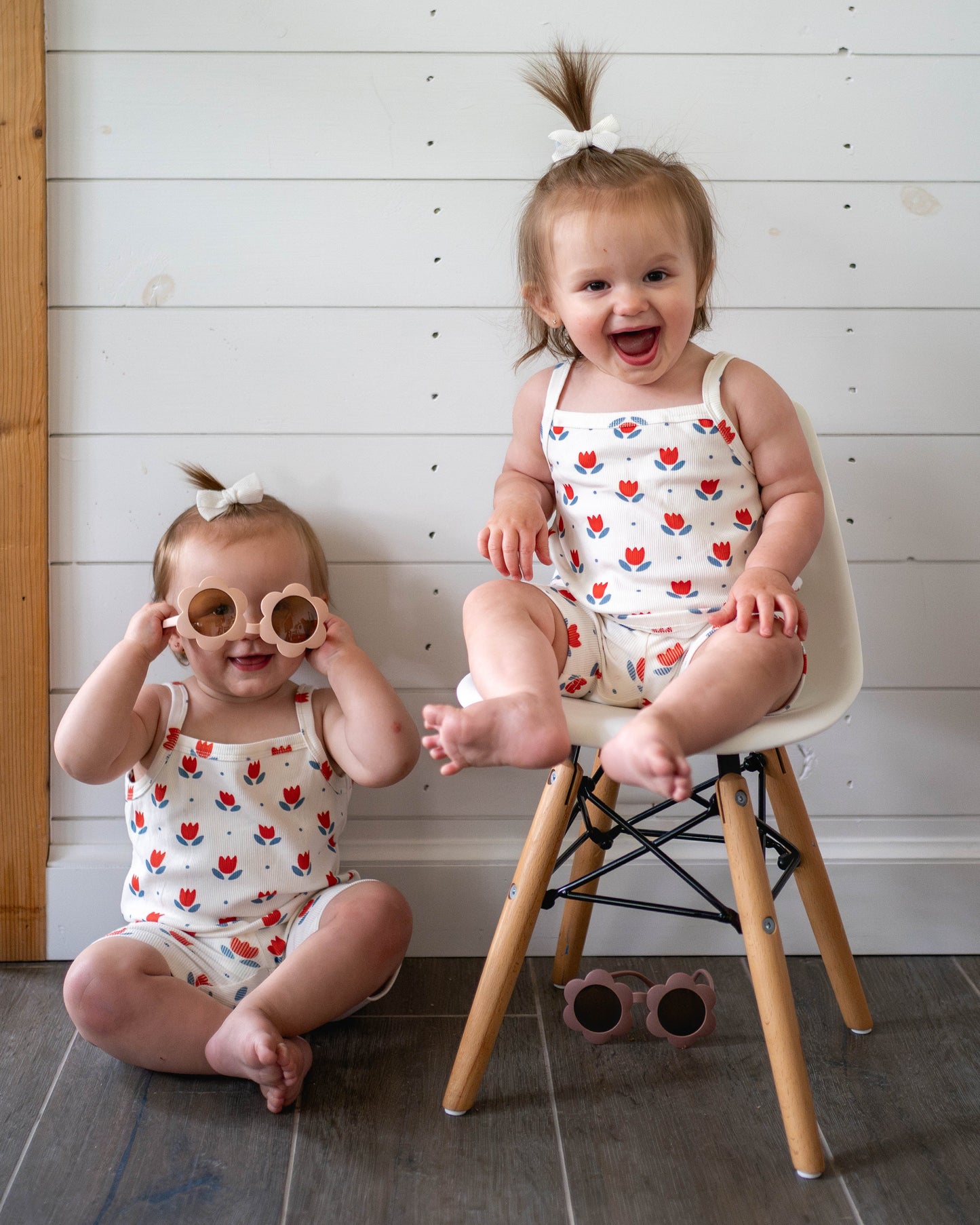 Red White & Blue Tulip Ribbed Bamboo 2pc Tank Set