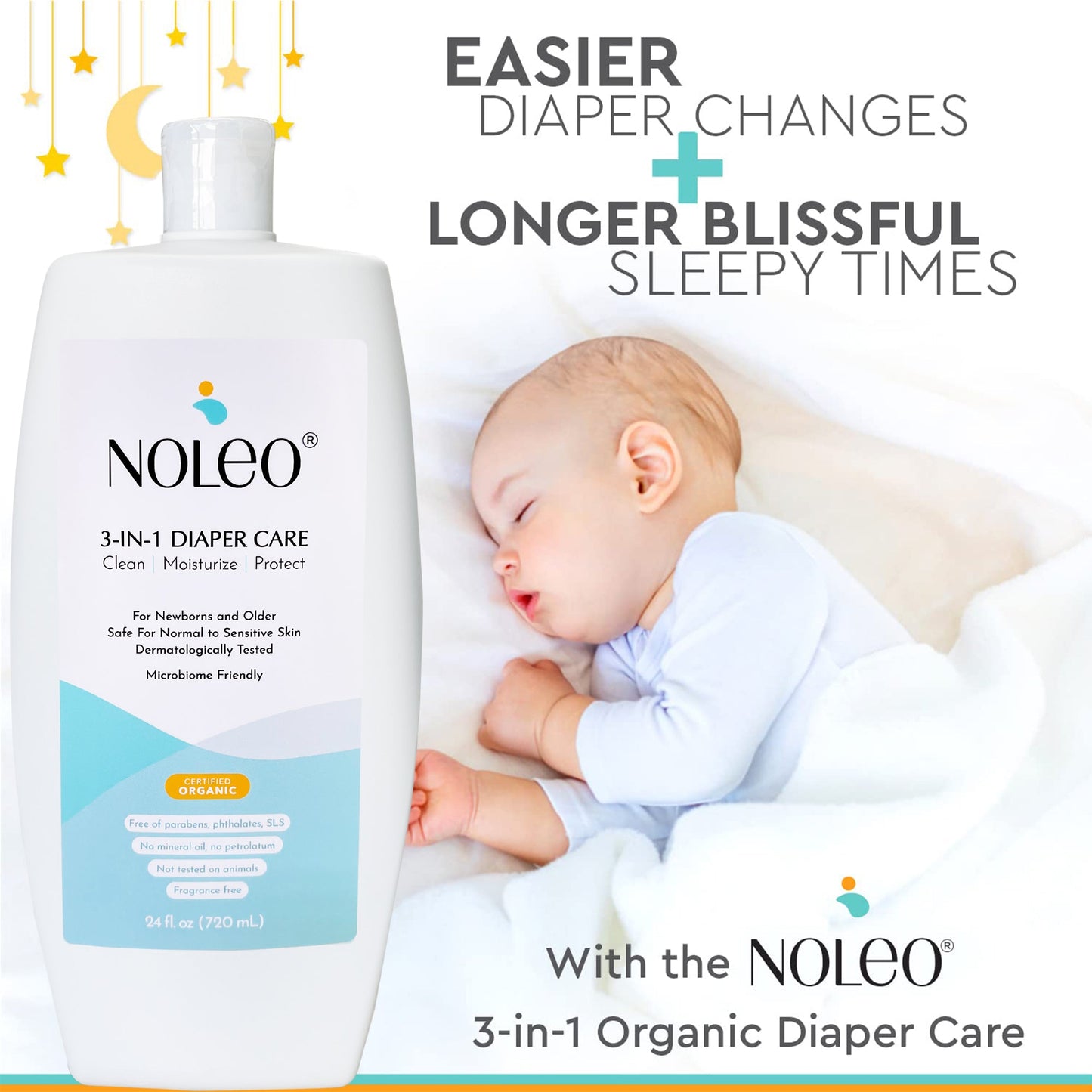 NOLEO 3-IN-1 - Diaper Rash Cream - EWG Verified -  24oz