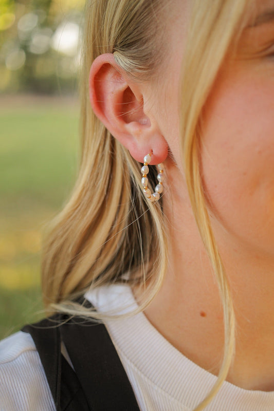 Paige Pearl Beaded Hoop