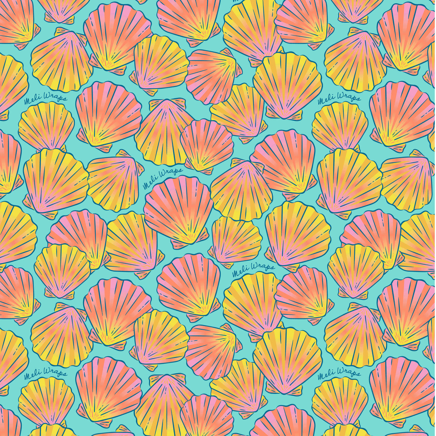 Beeswax Wrap Bulk Roll - Shells Print