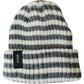 Grey & White Stripe Chunky Knit Beanie