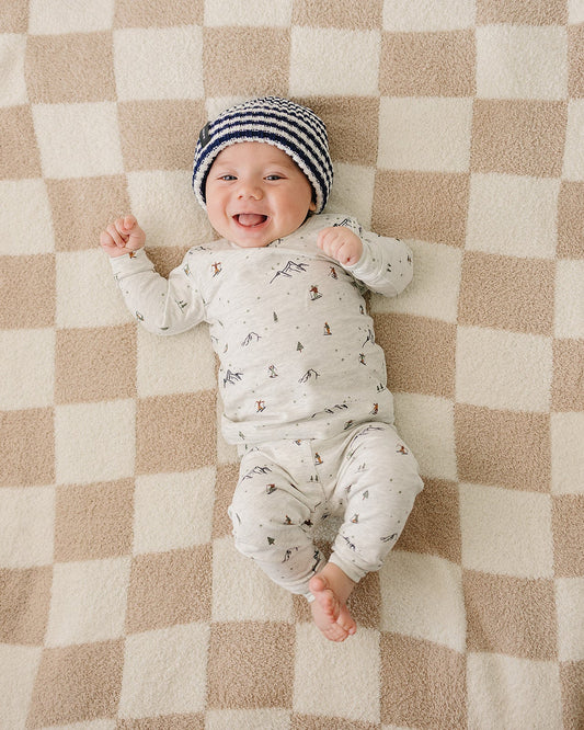 Navy & White Stripe Chunky Knit Beanie